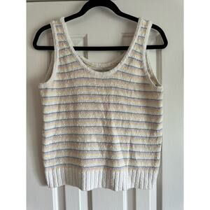 LOFT Cotton Knit Striped Tank Womens Size Medium